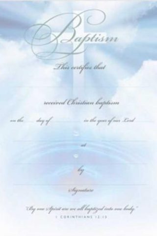 730817319315 Baptism Certificate Pack Of 6