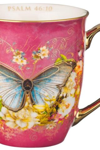 1220000322998 Be Still Pink Butterfly Ceramic Psalm 46:10