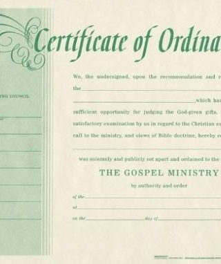 9780805472691 Certificate Of Ordination Minister