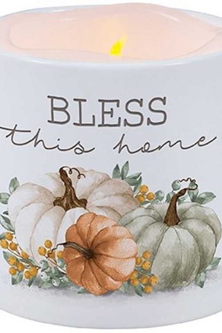 096069777151 Bless This House Ceramic Holder LED Candle