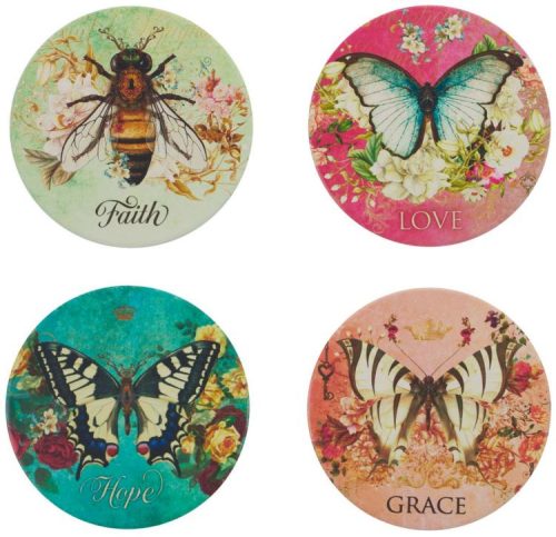 1220000322745 Secret Garden 4 Piece Ceramic Coaster Set