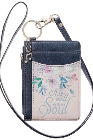 6006937151277 Well With My Soul Hymn Soft Pink And Blue Faux Leather ID Card Holder