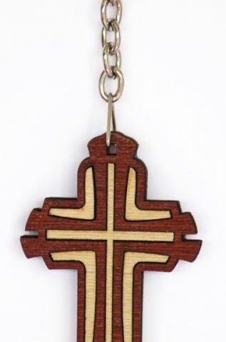 810013850130 Modern Cross Wooden Key Chain