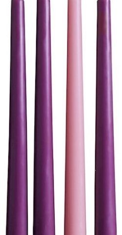 886083722752 Advent Taper Candle Set 10H Set Of 3 Purple 1 Pink