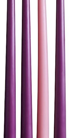 886083722776 Advent Taper Candle Set 12H Set Of 3 Purple 1 Pink