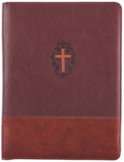 1220000133594 Cross Design Zippered Portfolio LuxLeather Brown