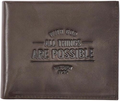 1220000137080 With God All Things Are Possible Genuine Leather Matthew 19:26