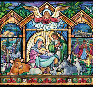 871241009950 Stained Glass Nativity Jigsaw (Puzzle)