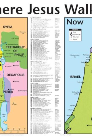 9789901983018 Where Jesus Walked Then And Now Wall Chart Laminated