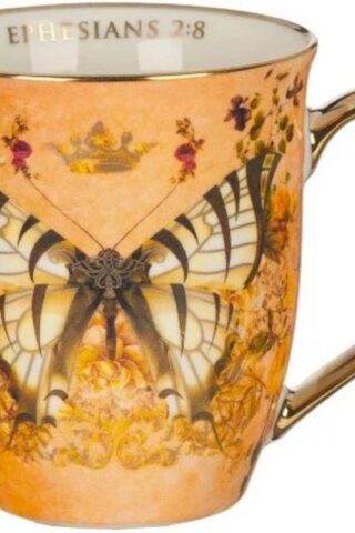 1220000322974 Grace Orange Butterfly Ceramic Ephesians 2:8