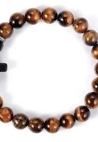 845283226453 Mens Cross Tiger Eye Stretch (Bracelet/Wristband)