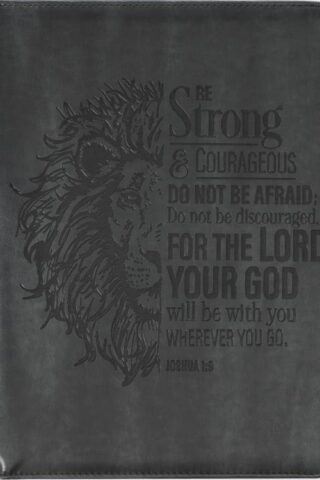 1220000325906 Be Strong And Courageous Gray Faux Leather Executive Padfolio Joshua 1:9