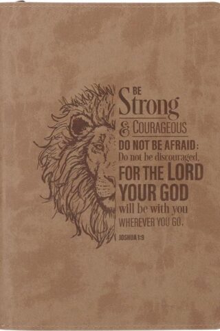 9798896780823 Be Strong And Courageous Lion Tan Journal With Zipper Closure Joshua 1:9