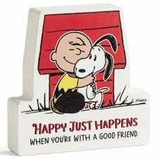 081983795831 Peanuts Happy Just Happens When Youre With A Good Friend Table Top Decor