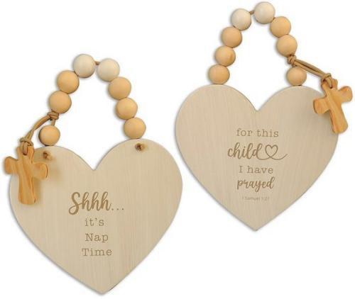 785525320610 For This Child We Prayed Door Hanger With Beads And Cross